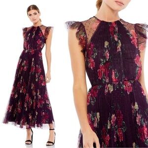 Mac Duggal Floral Maxi Dress - Purple and Pink